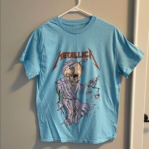 Metallica Light Blue Graphic Short Sleeve Tee